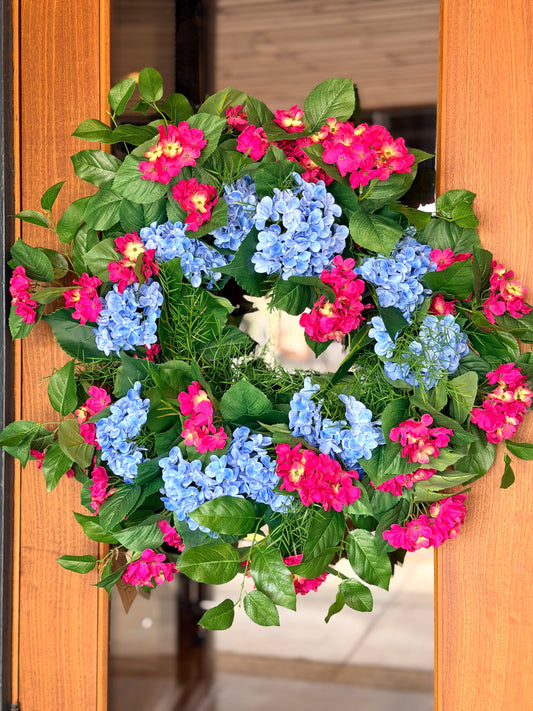 Hydrangeas & Lemon Leaf Wreath