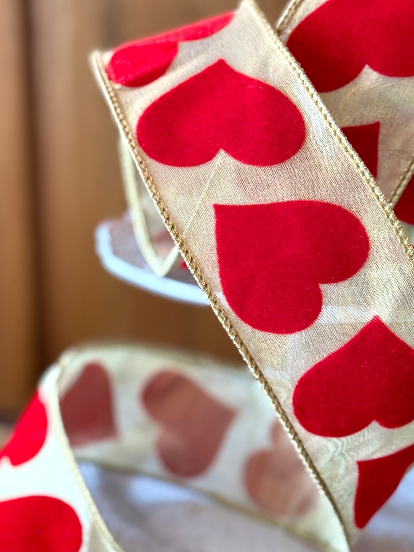 2.5" WIDE FLOCKED HEARTS RIBBON