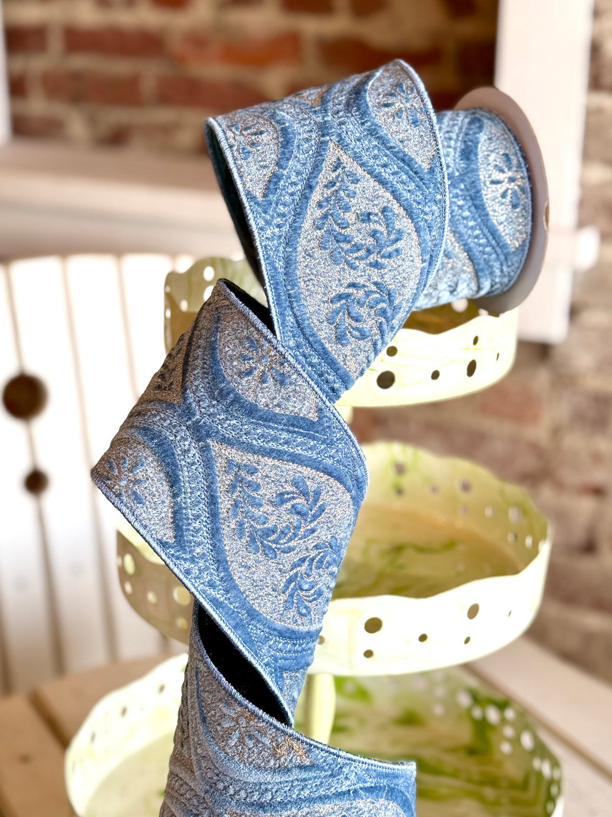 4” Laurel Tapestry - Steel Blue, SOLD BY THE YARD