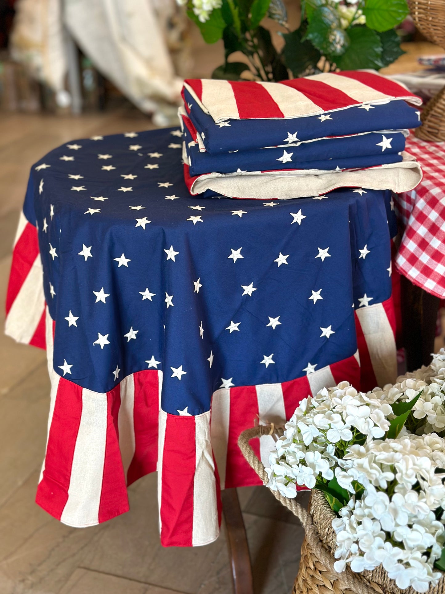 54" Stars & Stripes Canvas Tablecloth