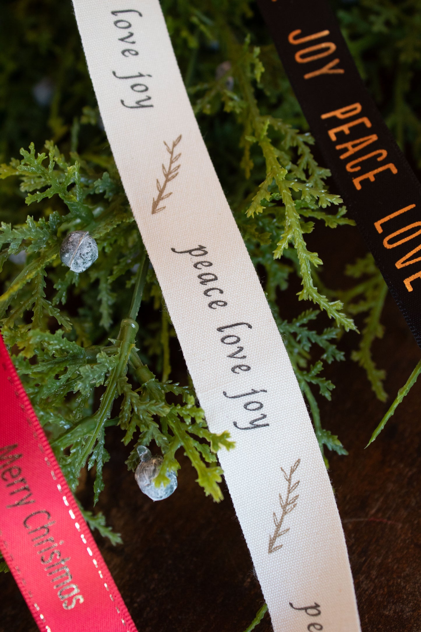 Neutral Peace Love Joy Ribbon