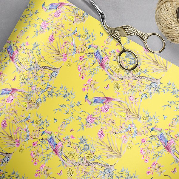 Chinoiserie Beautiful Bird (Yellow) Gift Wrap Sheets