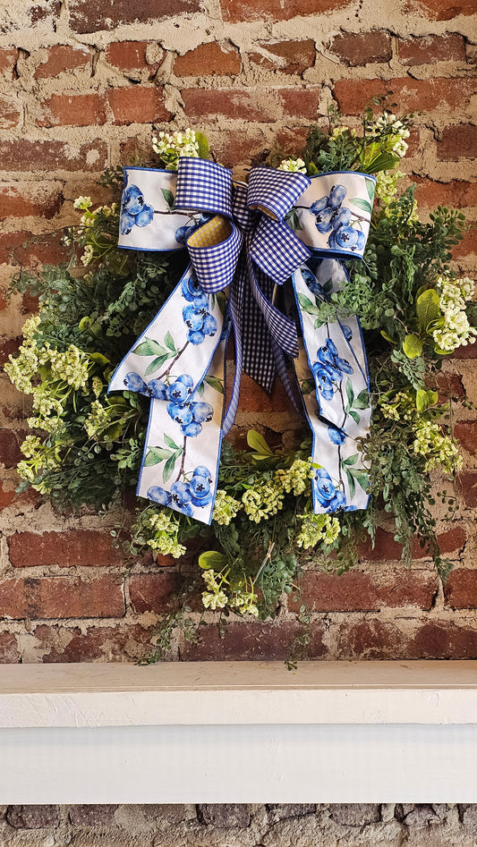 Mixed Green Wreath with Blueberry and Checks