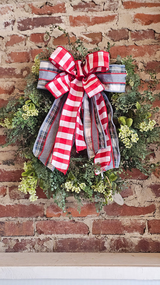 Mixed Green Wreath with Plaid and Checks