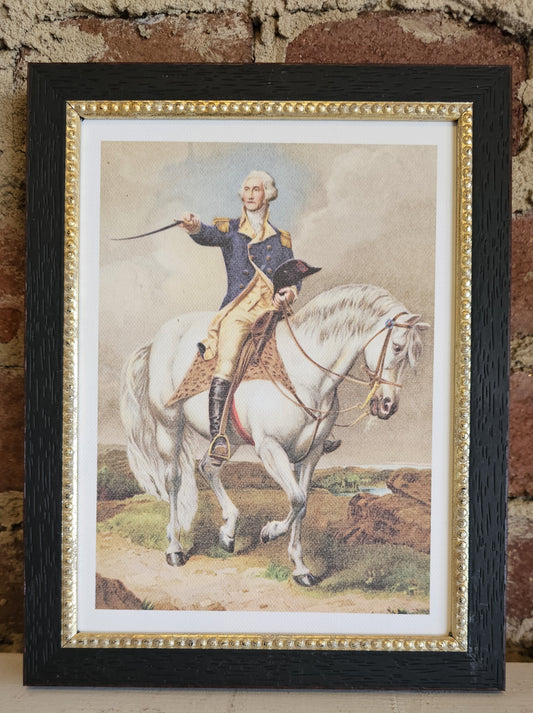 George Washington Print in Black Frame with Gold Detail