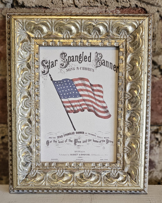 Star Spangled Banner in Gold Gilded Frame