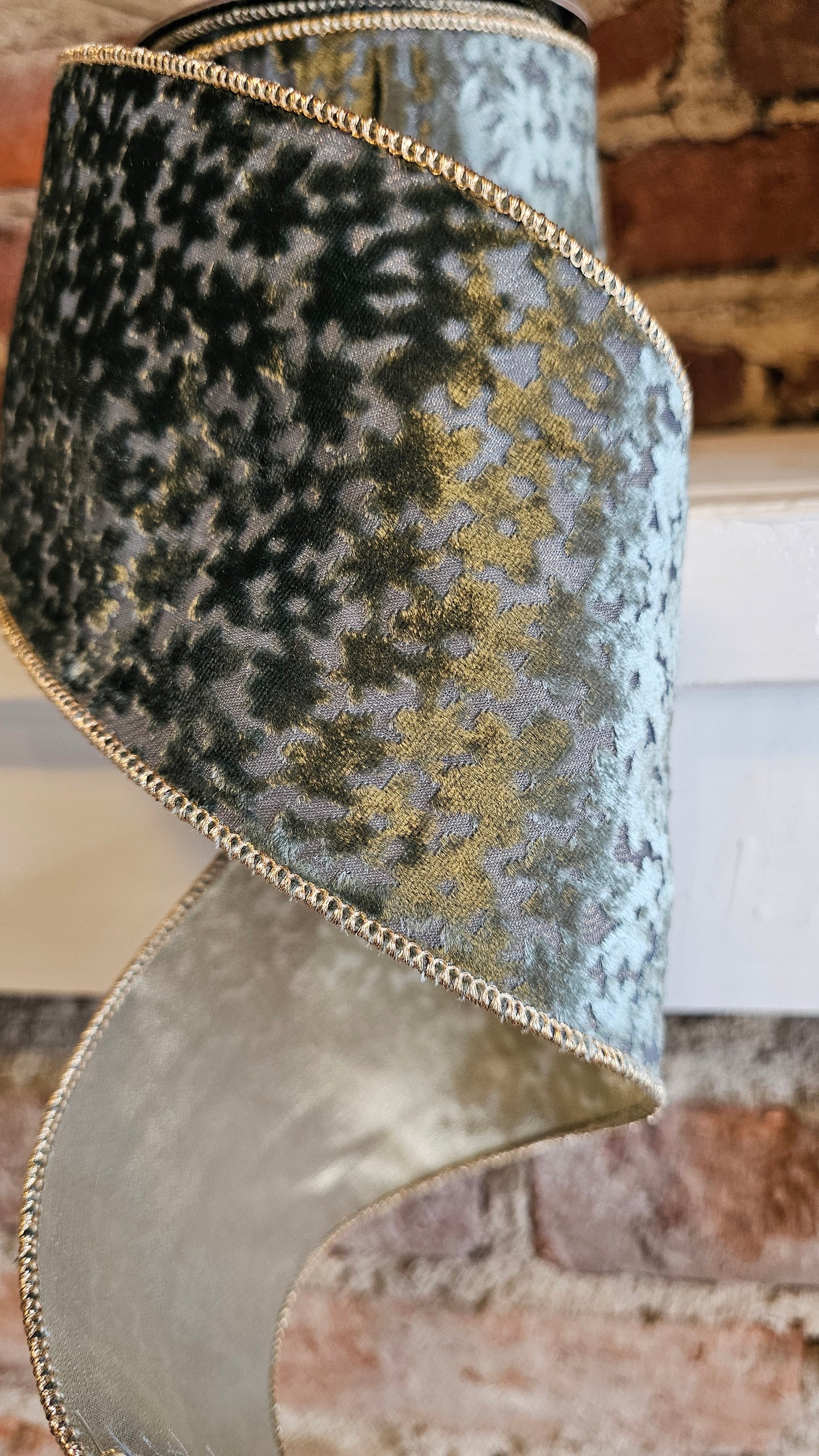 Celadon with sheer Gold Back Ribbon