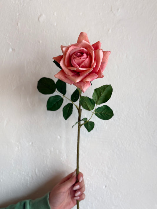 25" Coral Real Touch Duchess Rose Stem