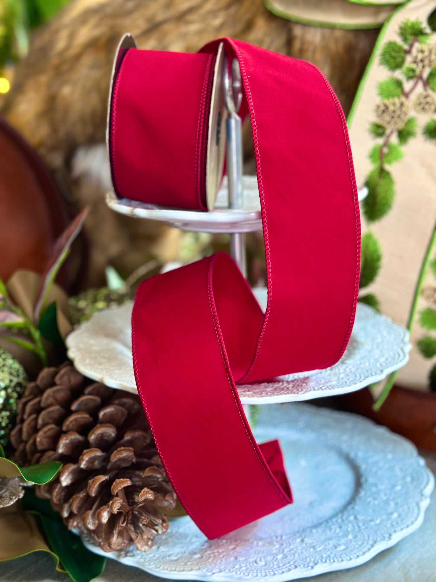 2.5" Velvet Double Sided, Matching Edge, Burgundy