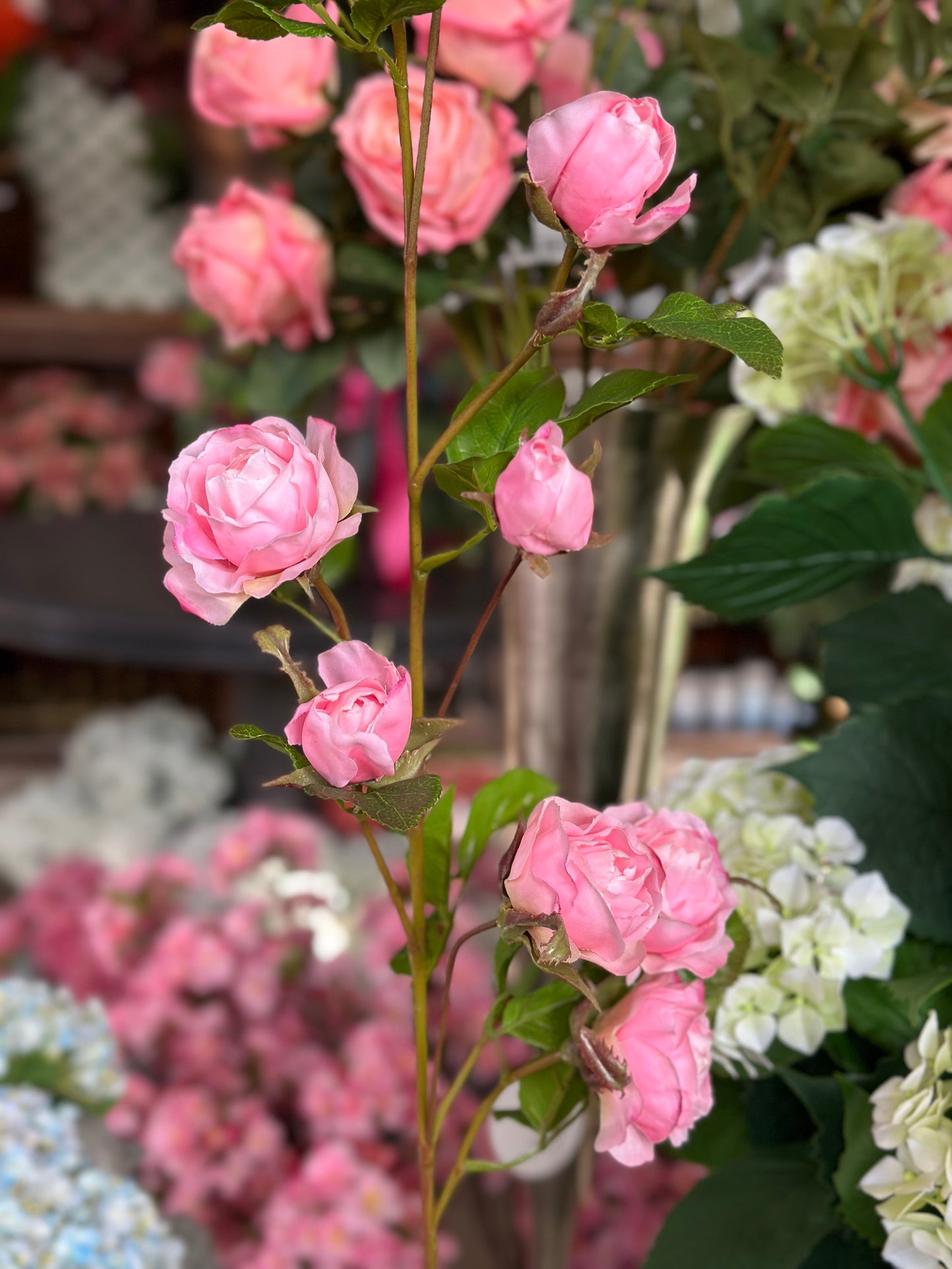 37" JUST CUT GARDEN ROSE BRANCH- PINK