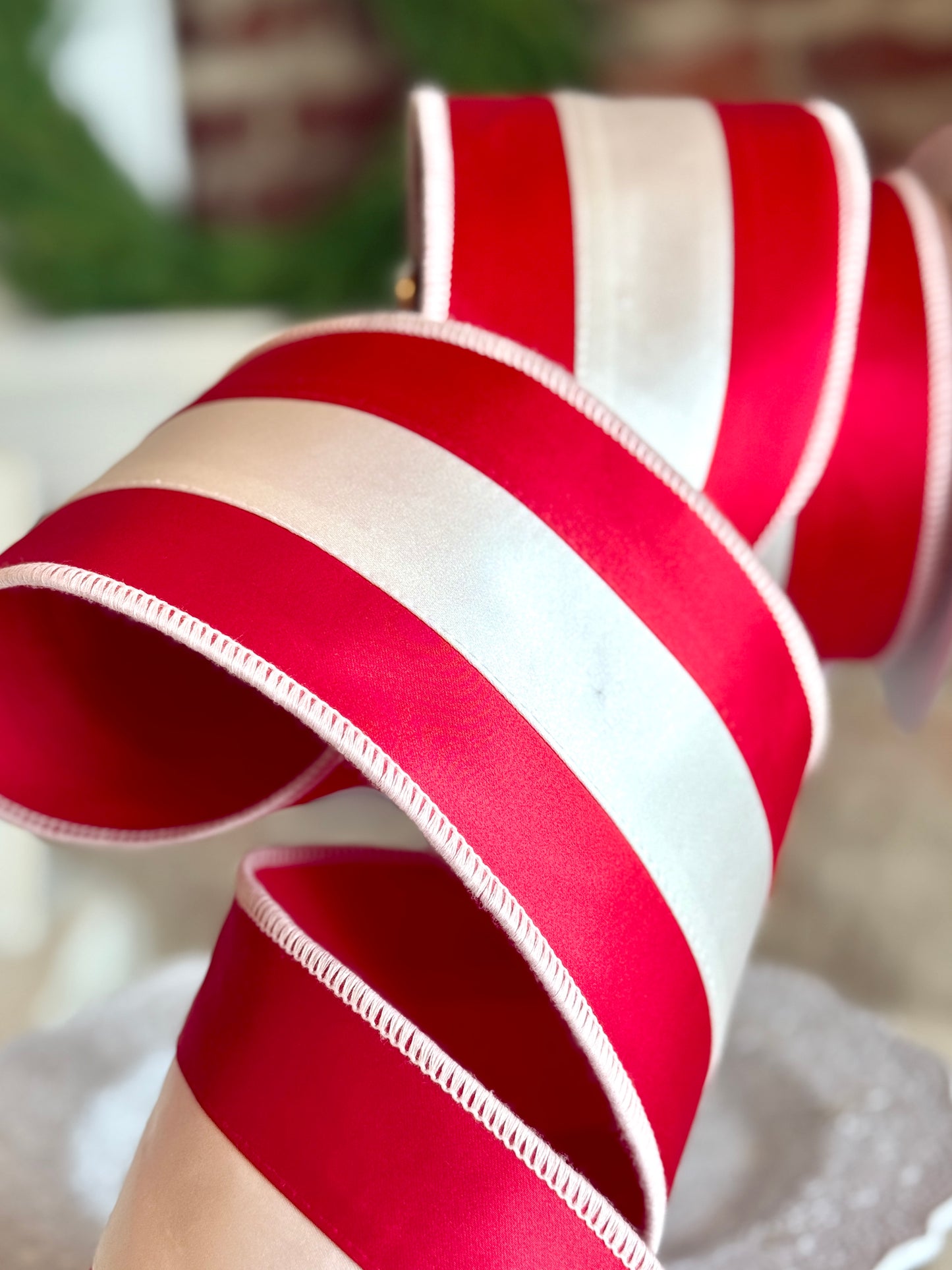 4” JME Fused Satin Striped Red/White