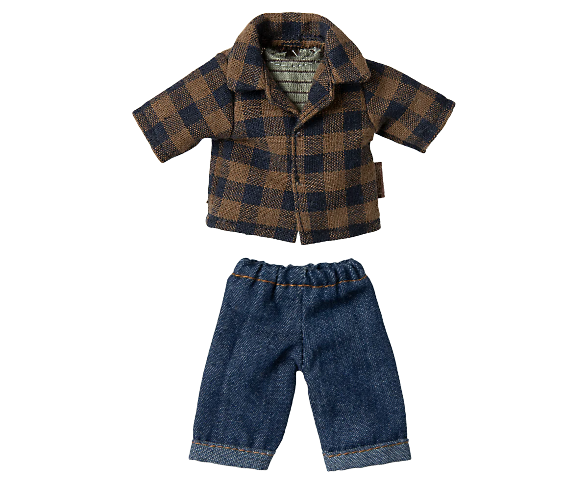 Brown checked shirt and pants, Dad mouse