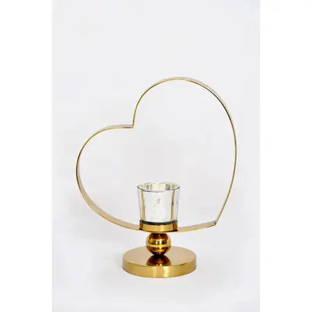Gold Hear Pillar Holder, Medium