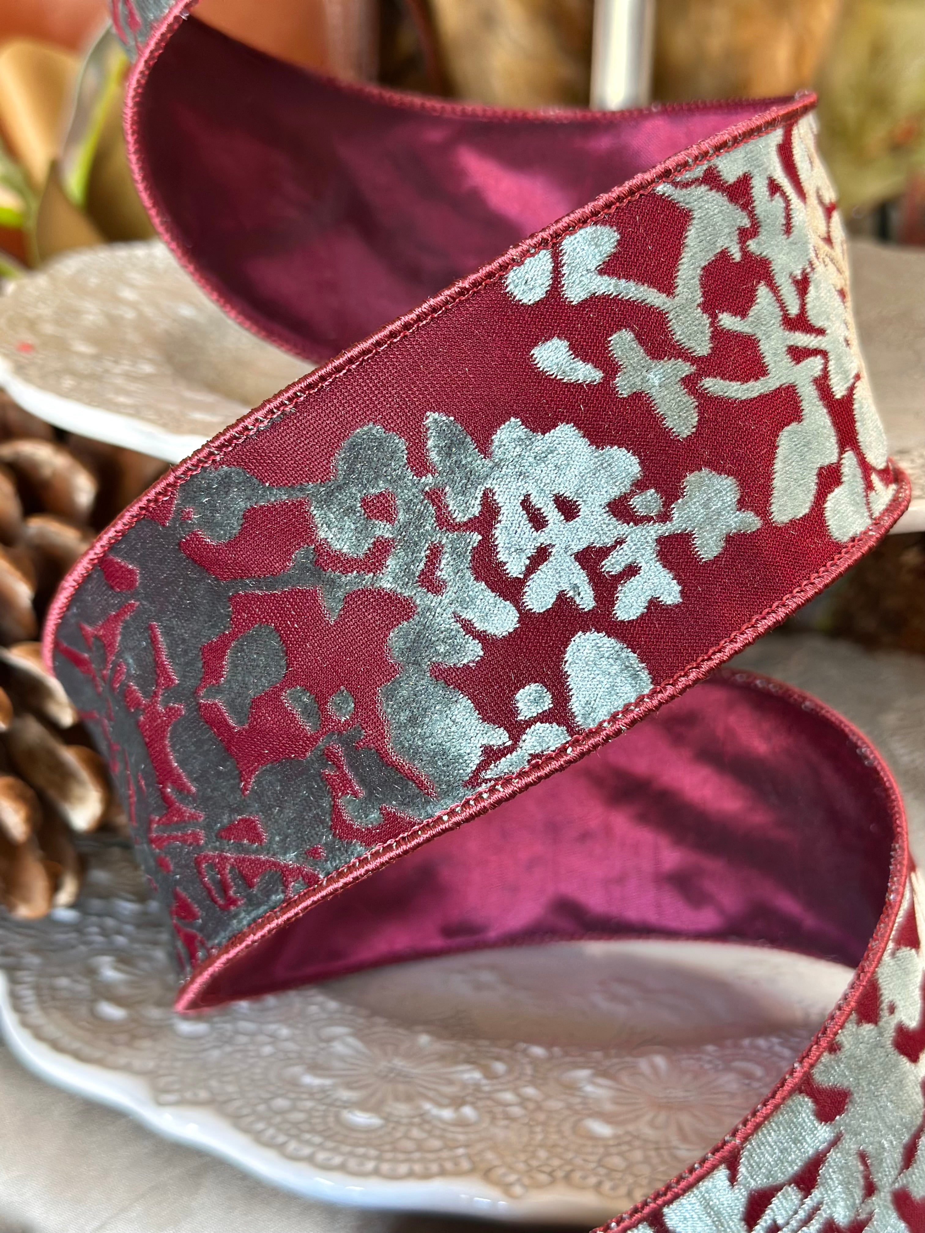 2.5" Burn Out Velvet Blue Celadon Liriope, Wine