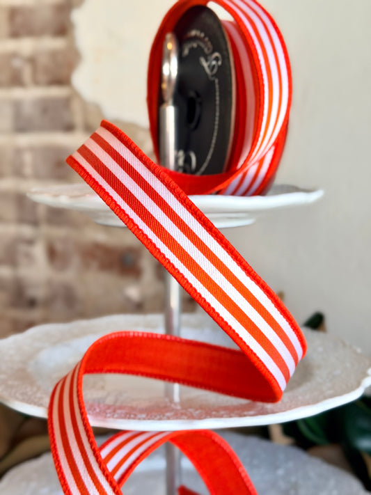 1" Newport Stripes Ribbon - Orange