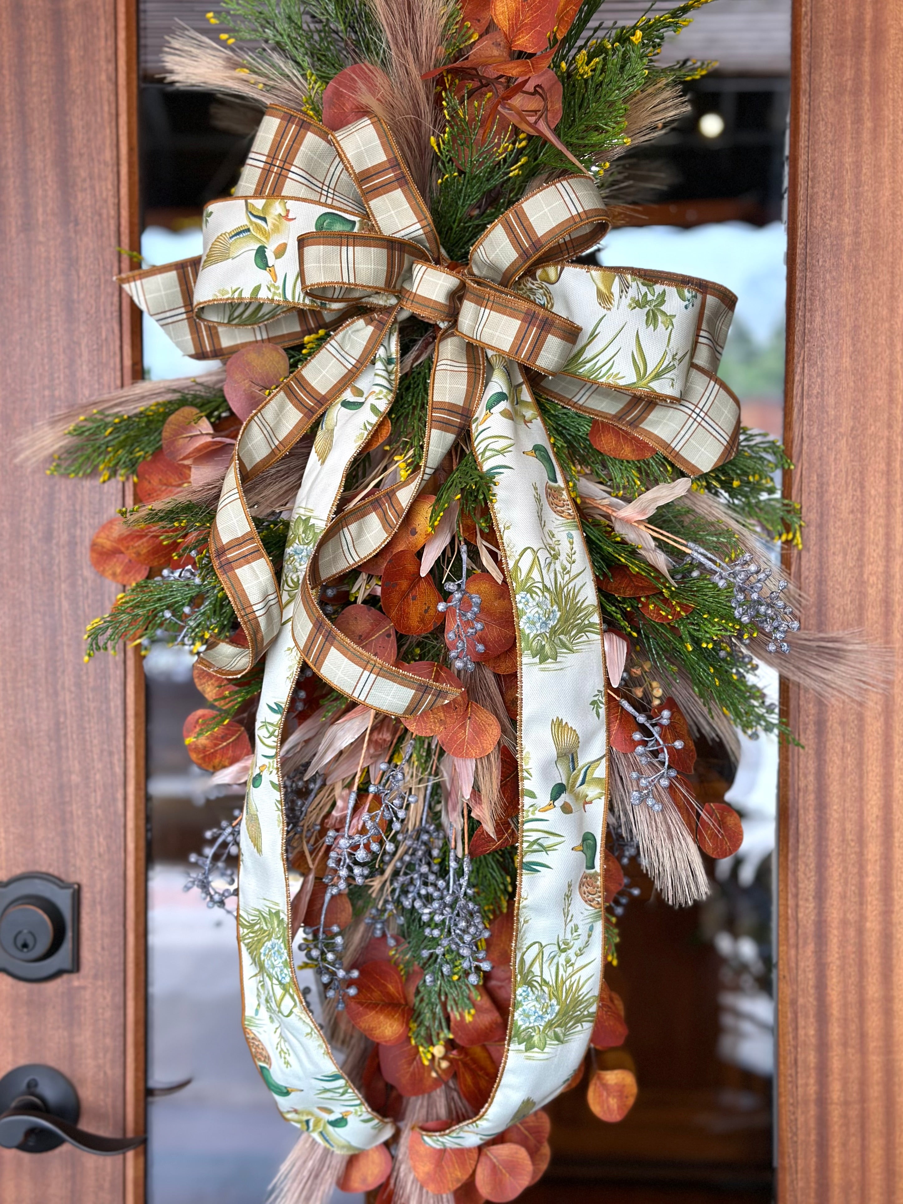 Fall Swag with Mallard & Plaid HIF Original Ribbon