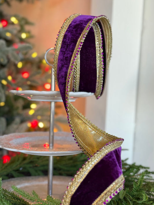 2.5" Velvet Petite Purple Jewel Edge, Purple