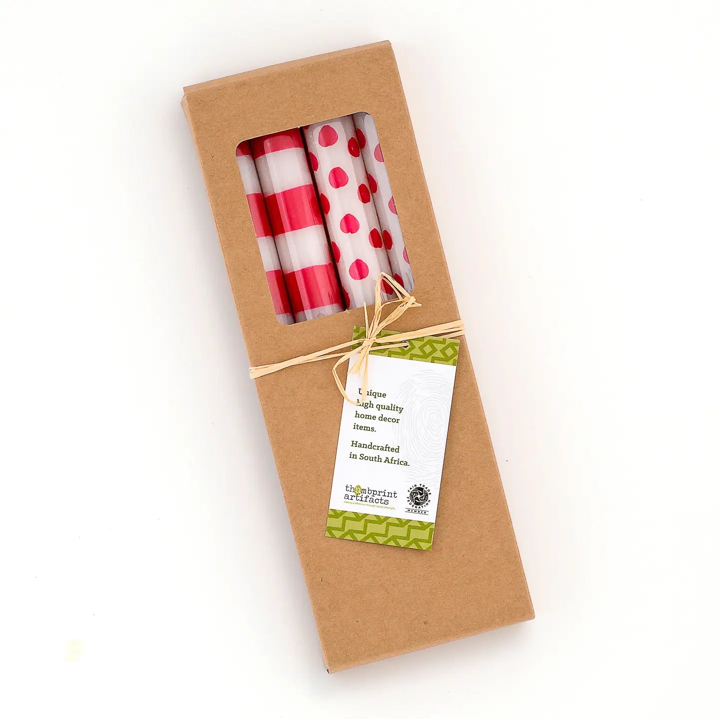 Red Dots & Stripes Tapers- Gift Box of 4