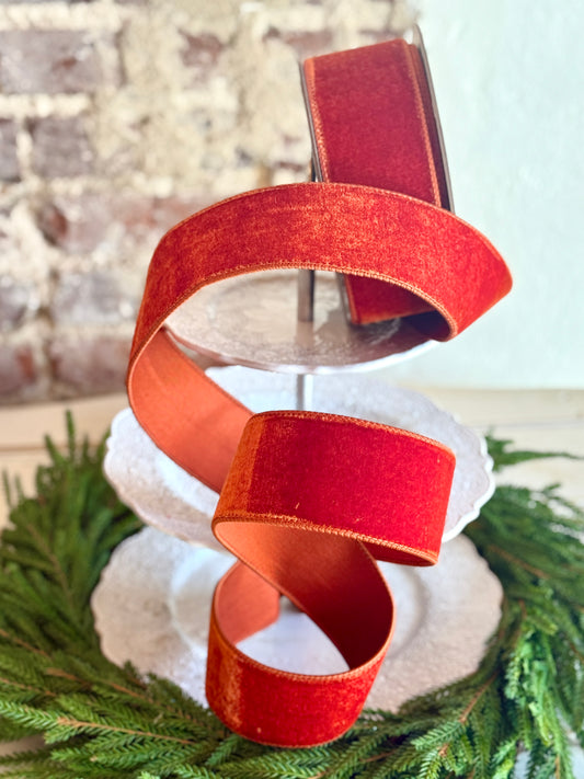 2.5" Cinnamon Velvet Ribbon - Sold by the yard