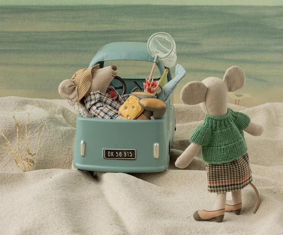 Maileg - Grandma Mouse, Green Sweater w/ Plaid Skirt