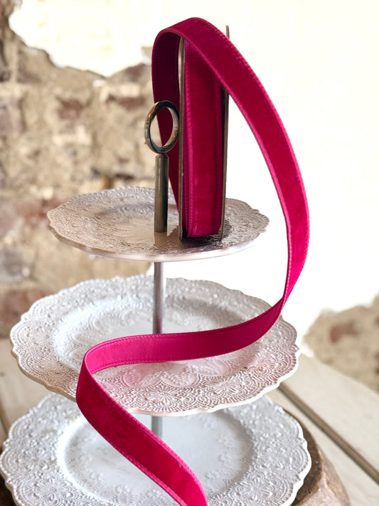 1" Hot Pink Velvet Ribbon - Sold by the yard