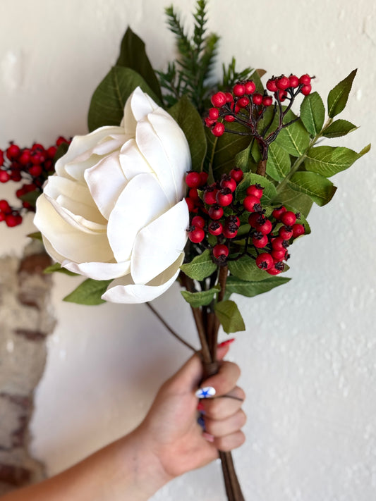 20" MAGNOLIA FIR BERRIES BUNDLE- WEATHER PROOF