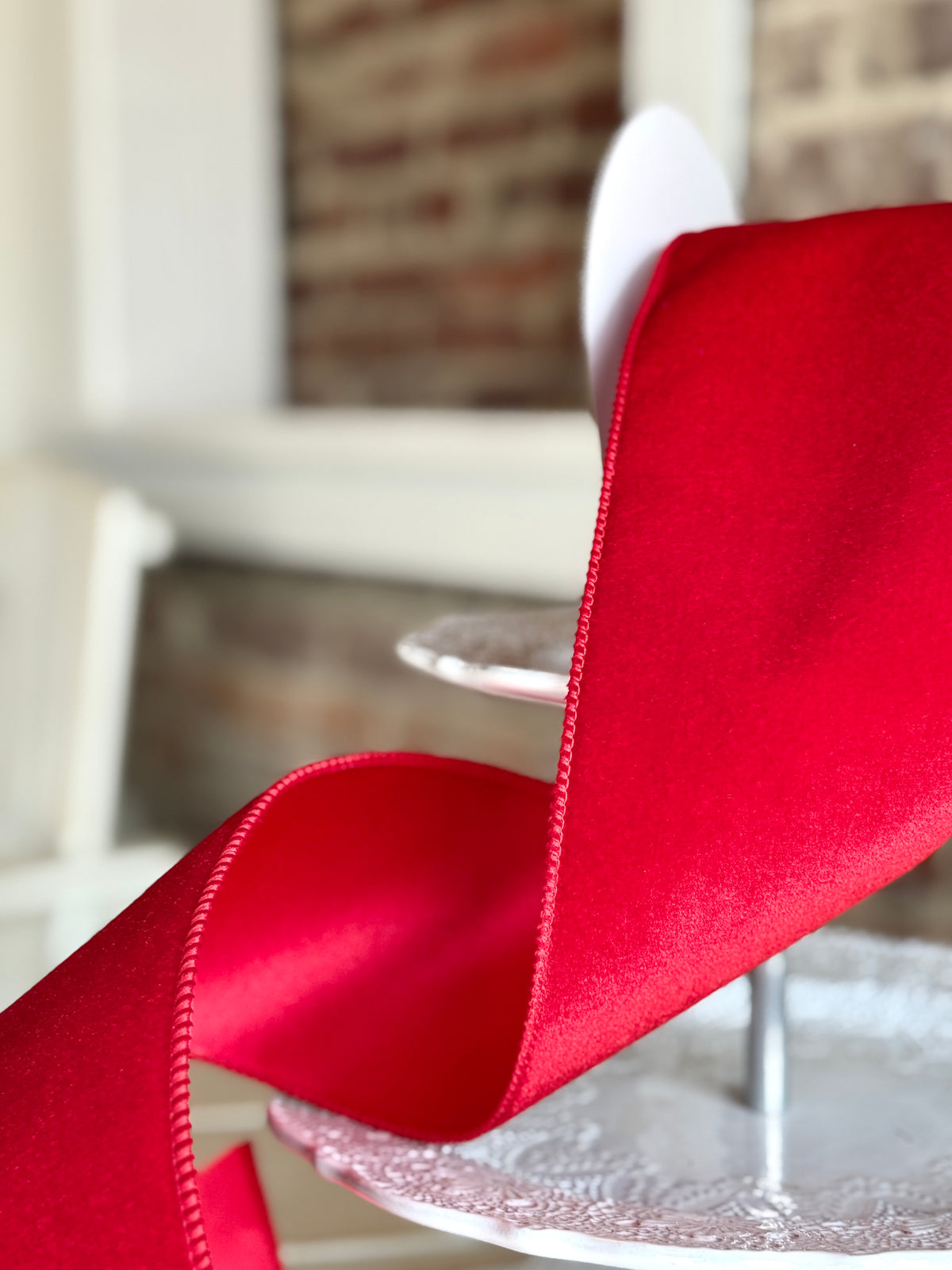 4" Deluxe Red Velvet Satin Backing Ribbon -SOLD BY THE YARD
