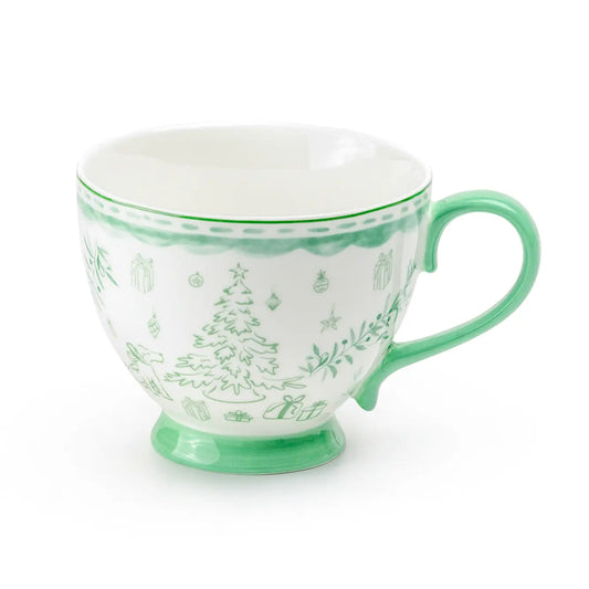 Festive Pup and Tree 13oz Fine Porcelain Latte Mug