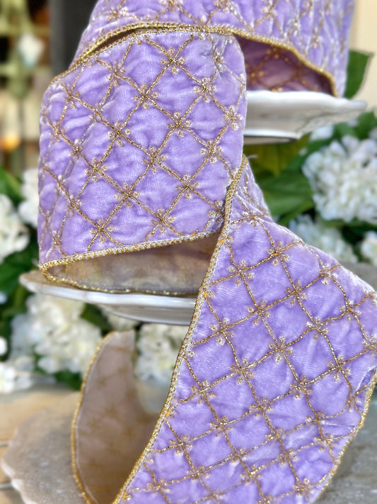 4" wide, Sheldon Velvet w/ Glitter Edge - Lavender