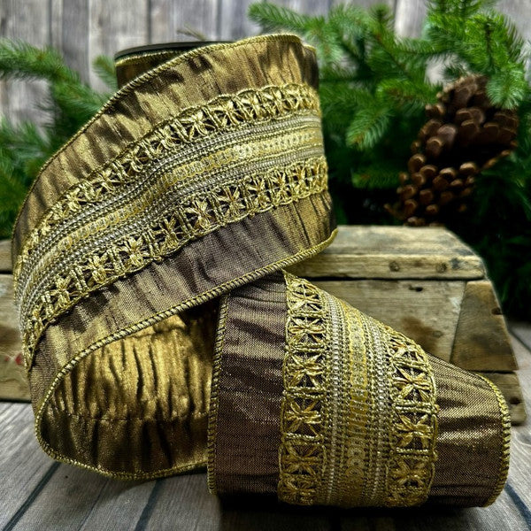 4" Metallic Dupioni Sequin Ribbon