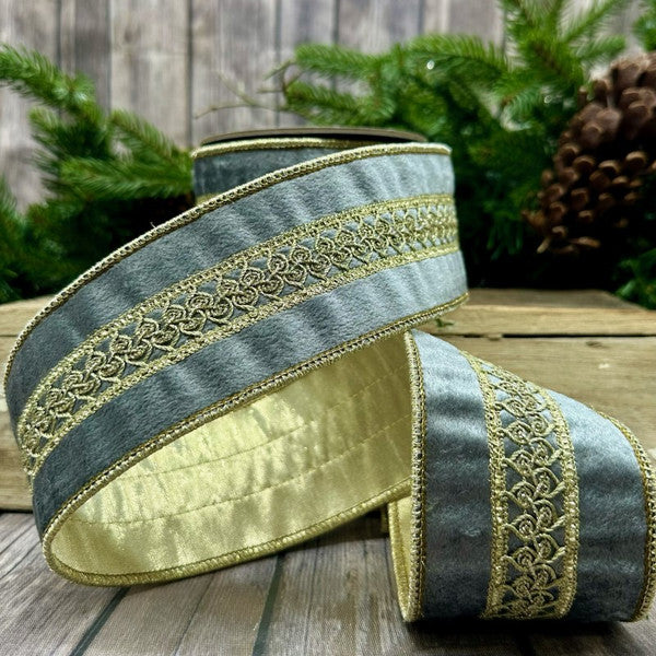 2.5" velvet platinum ribbon