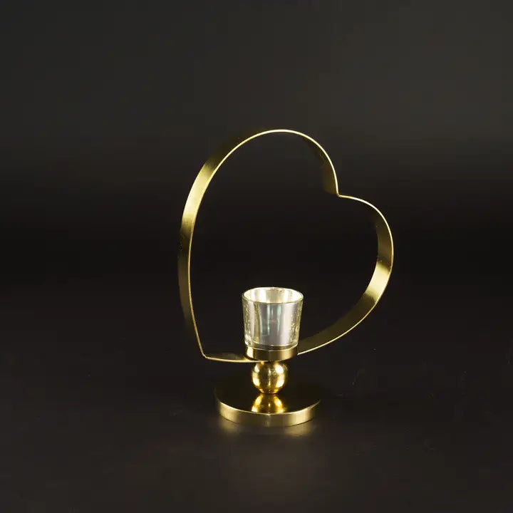 Gold Hear Pillar Holder, Medium