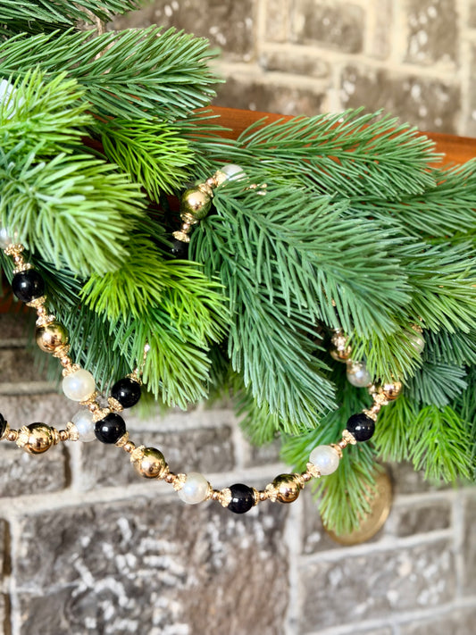 5' Black, White and Pearl Garland Accent