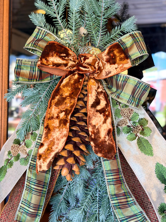 Wild Forest Spruce Sugarcone Swag & Bow