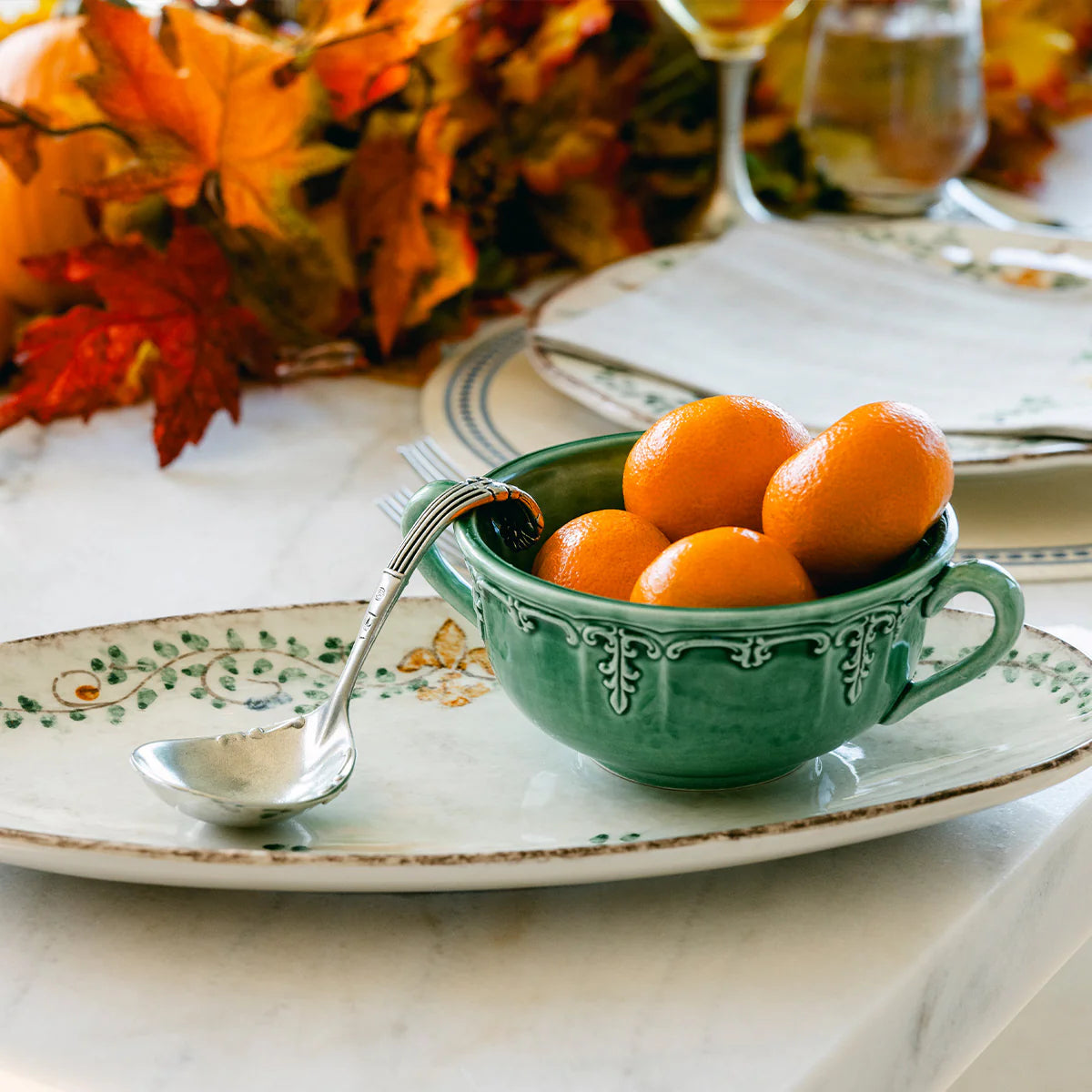 Arte Italica - Renaissance Italian Green 2-Handled Soup Bowl