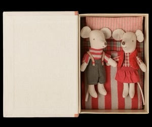 Maileg - Christmas Twin Mice, Little Sister and Brother