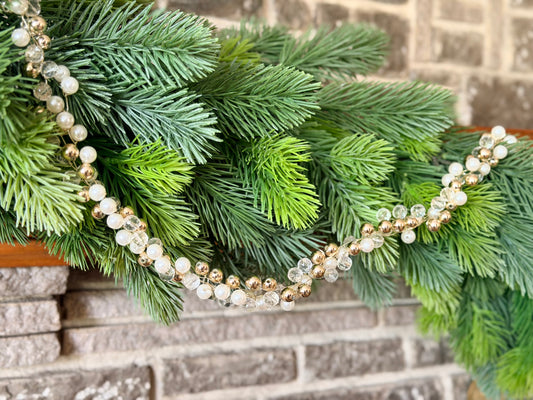 5.5' Pearl, Clear, Gold Beaded Garland