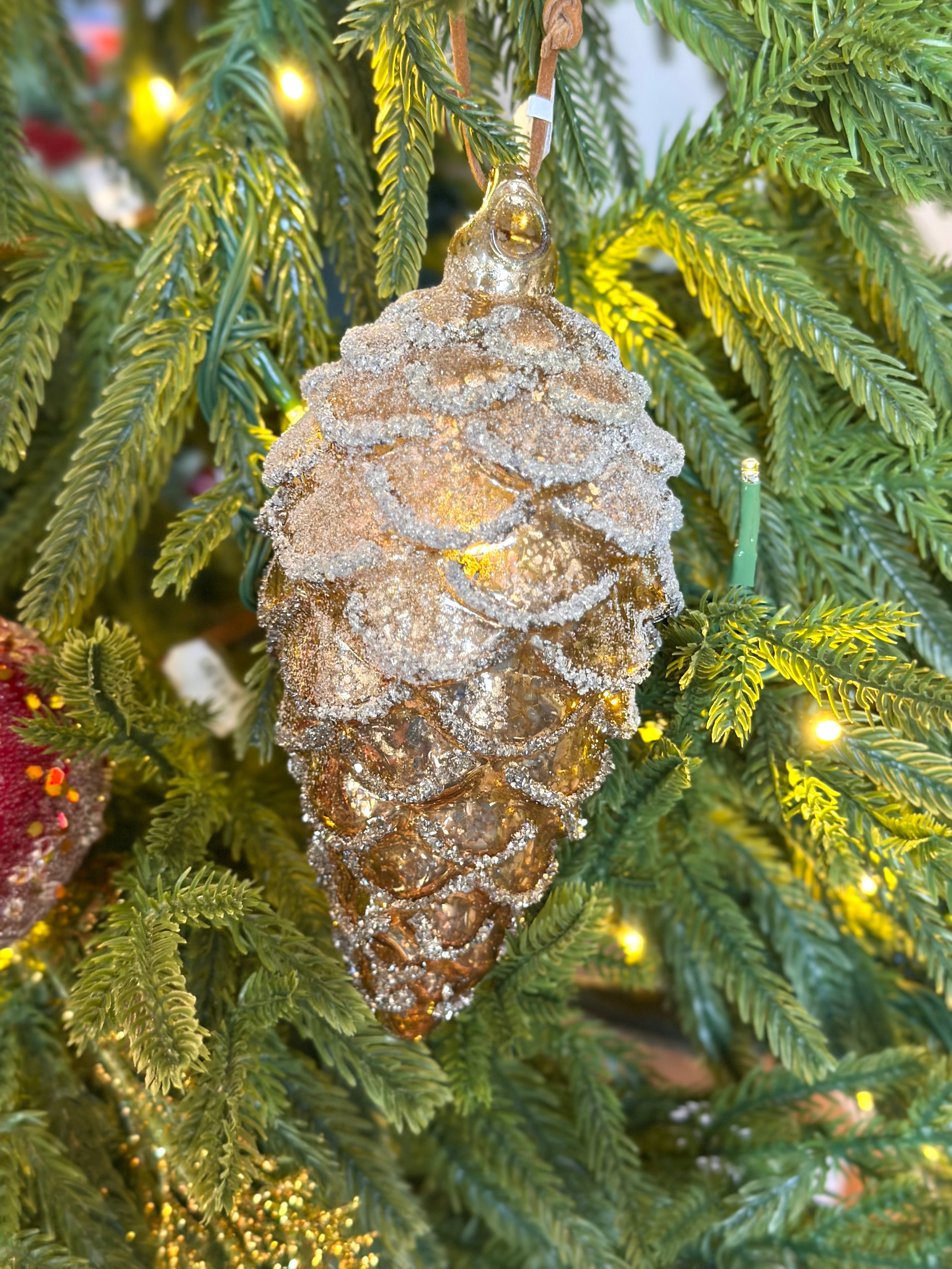 6" Glitter Antique Gold Glass Cone