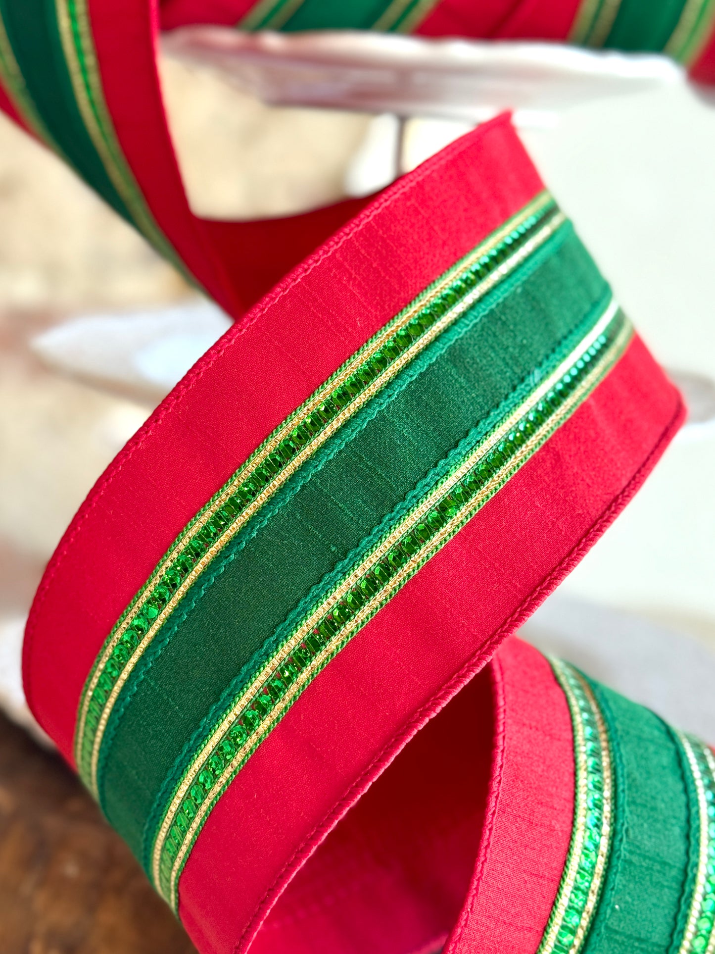 4” Red and Gold Twinkle Borders Ribbon