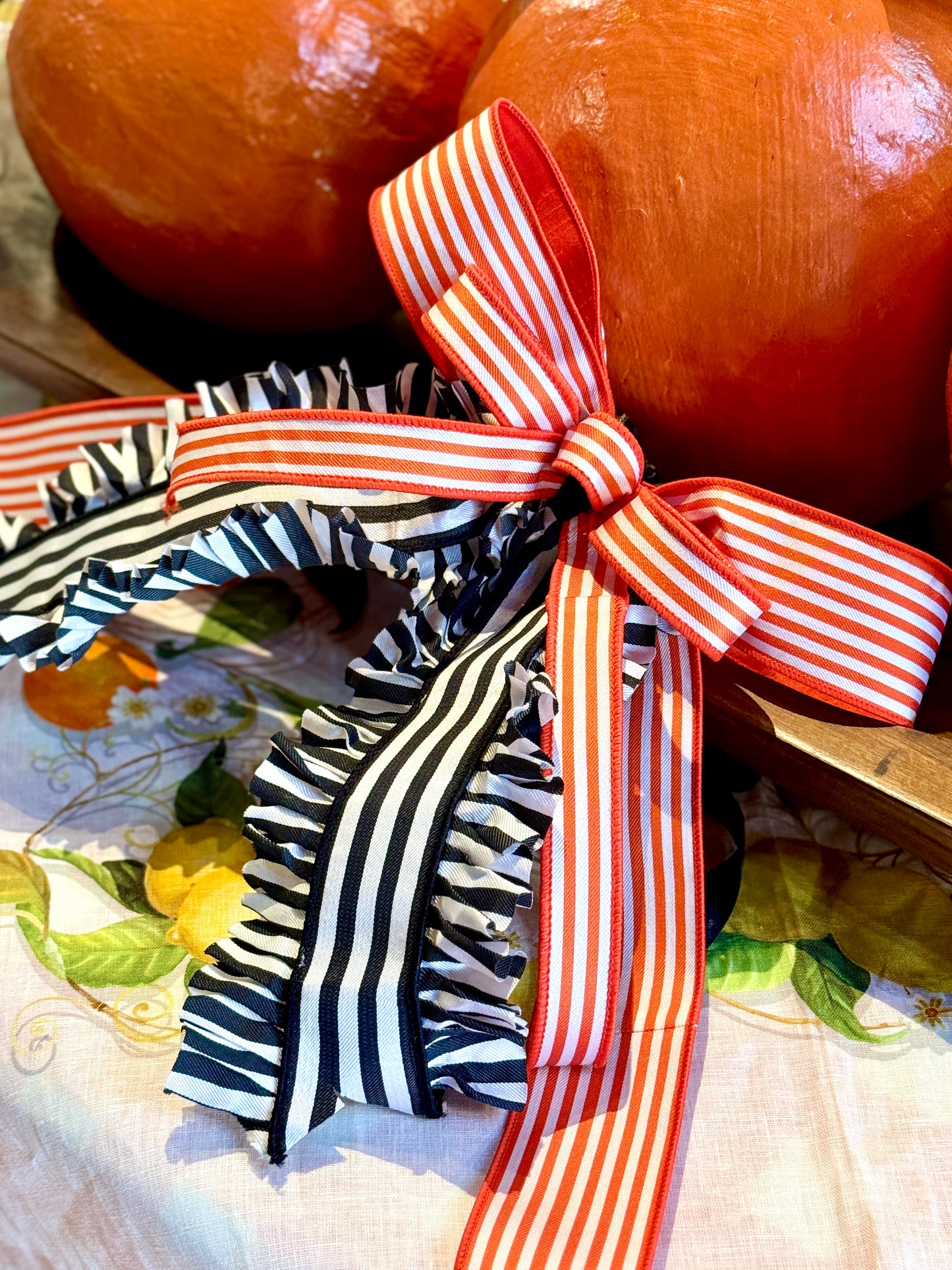 Go Team! Bow - Orange & Black (Ruffle)