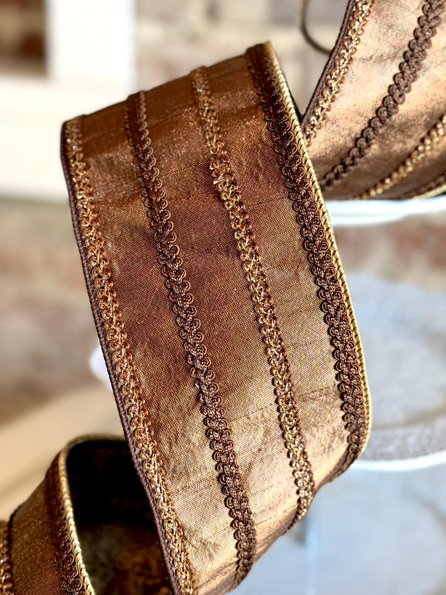 4” Pecan Cableknit Ribbon