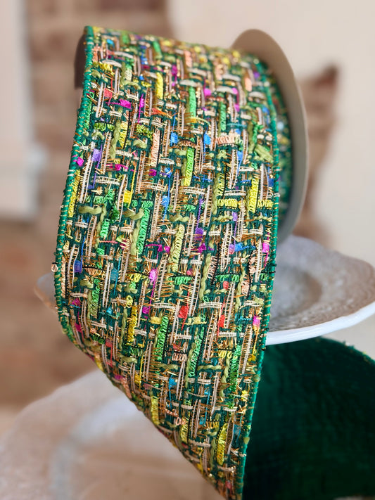 4" JOLLY TWEED- SOLD BY THE YARD, Emerald