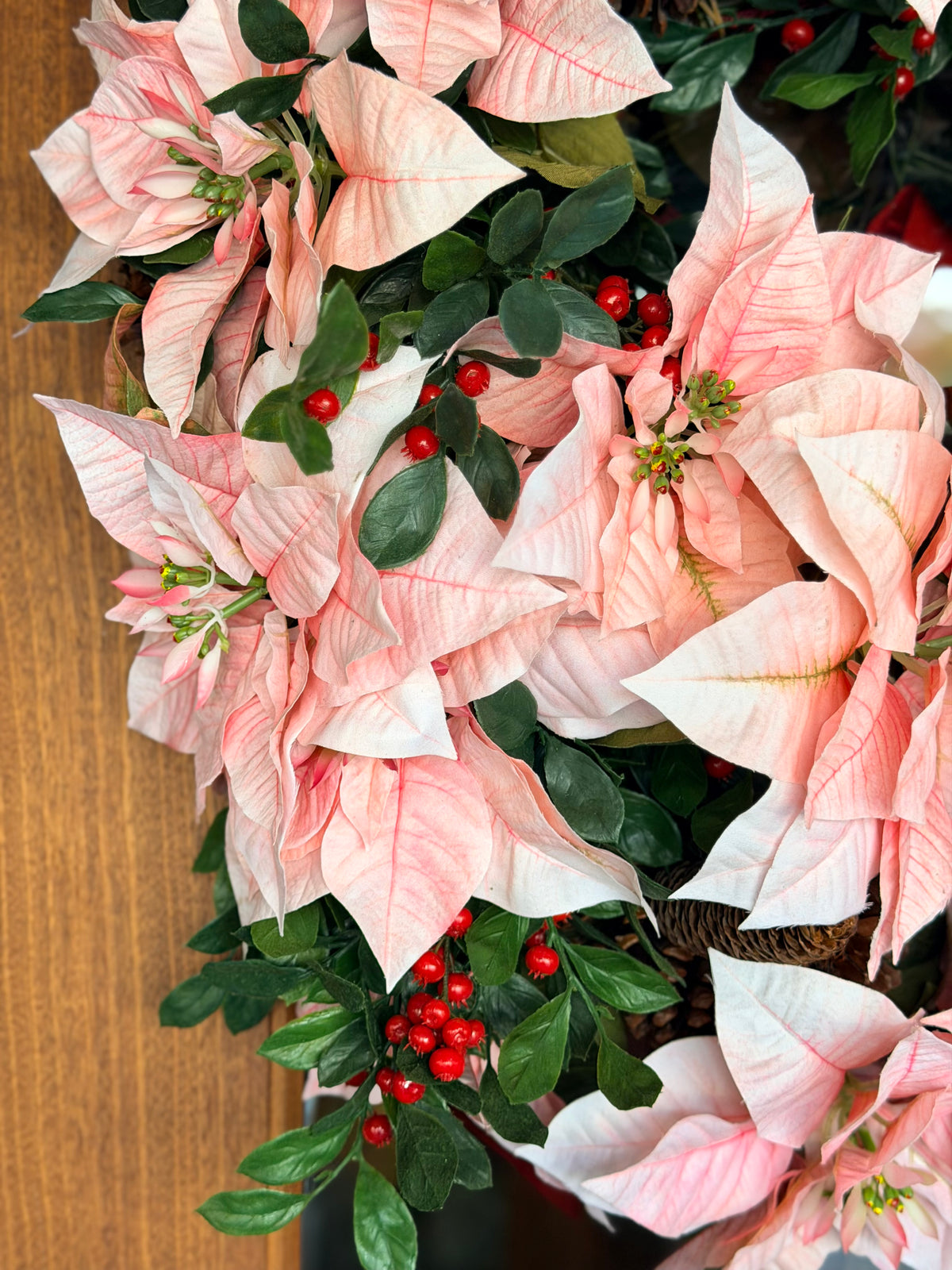 Pink Poinsettia Wreath
