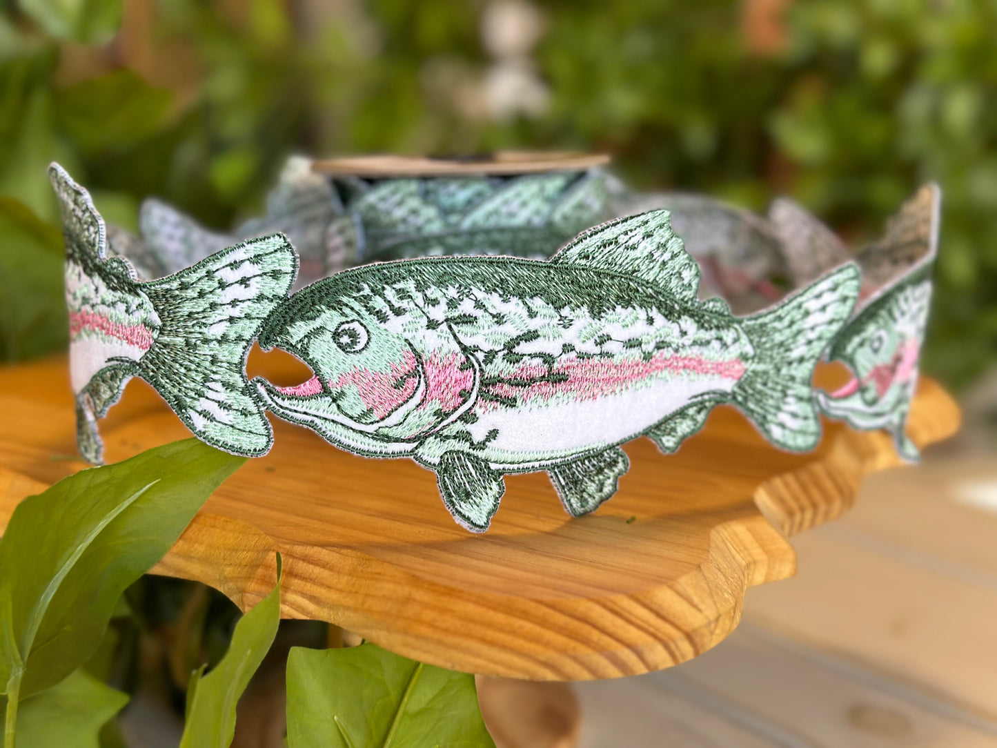 3" Cut-Out Trout Fish Garland, Green/Pink