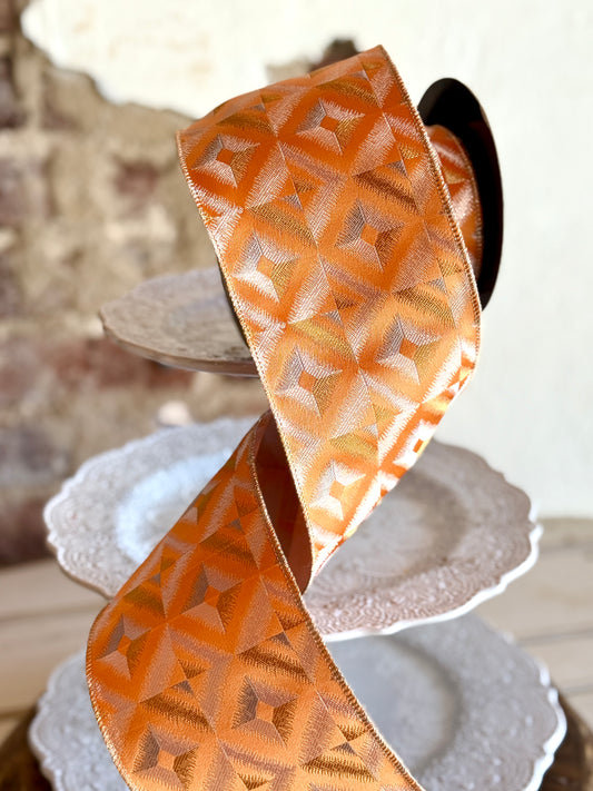 4” Orange ribbon with Diamond Details