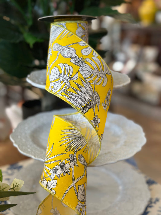 4” Wide, Tropical Bright Yellow Ribbon.