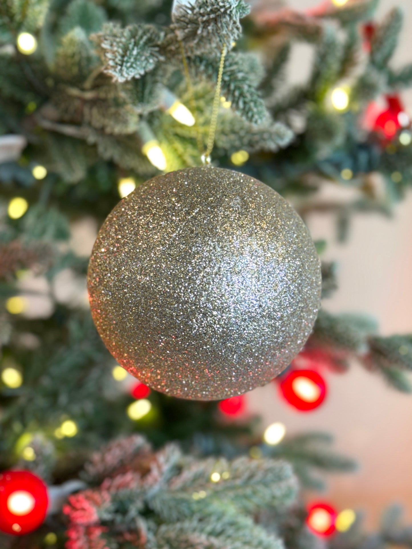 4.5" Foam Ball Ornament - Silver/Gold Glitter