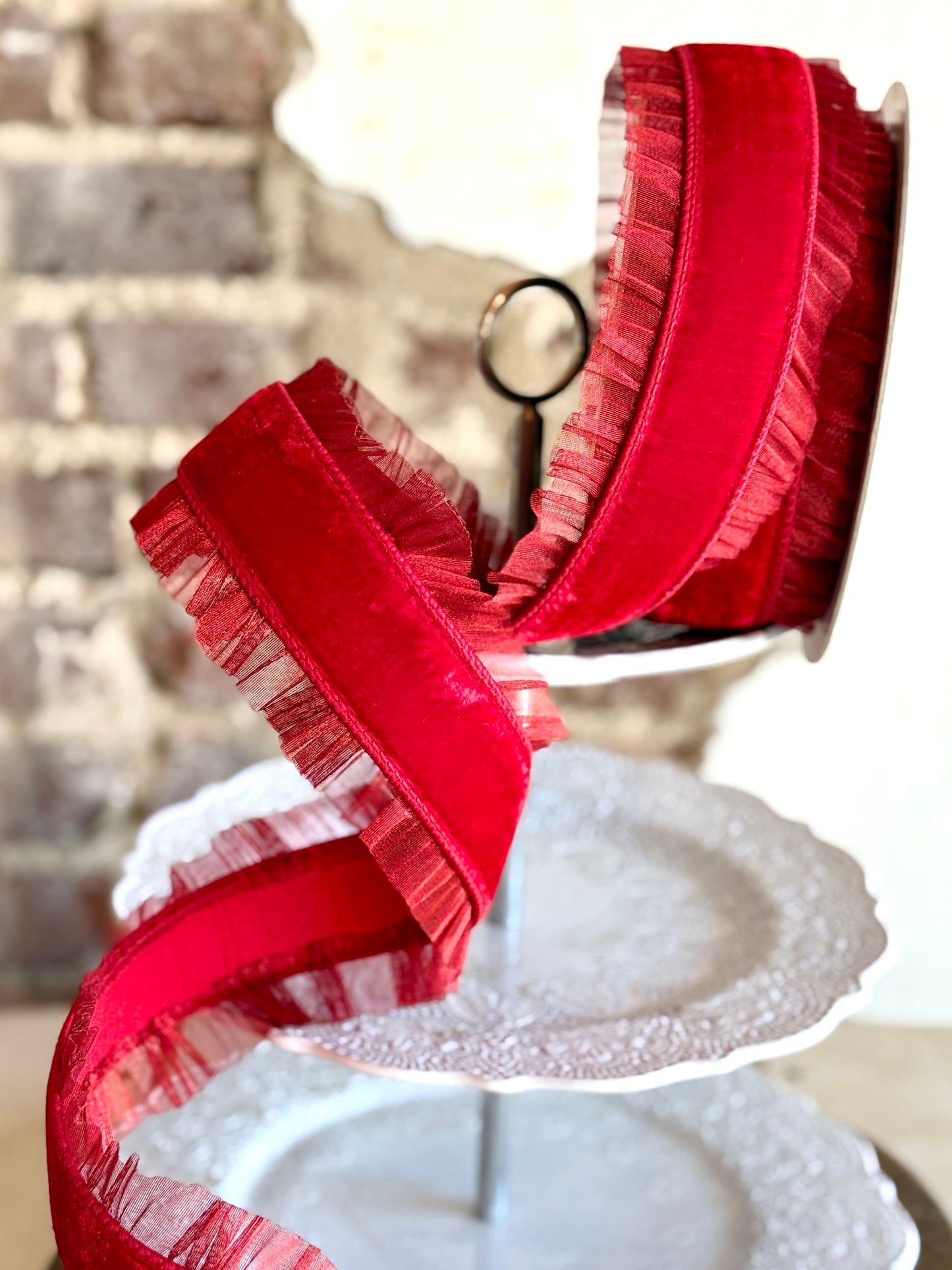 3” Red Sheer Ruffle Ribbon