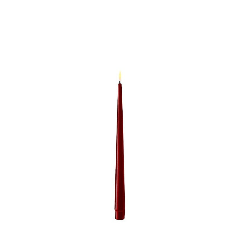 11” shiny taper battery candle Bourgogne. Set of 2