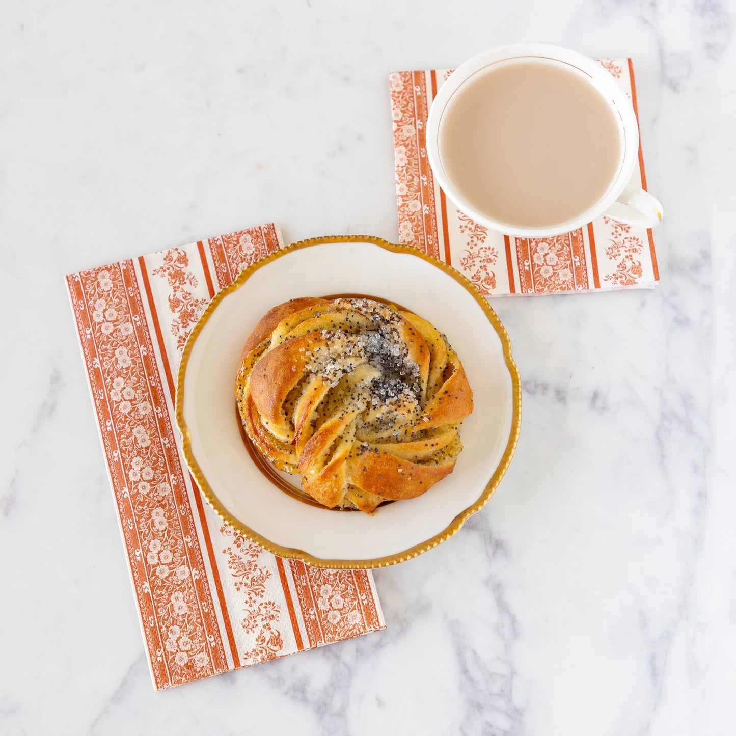 Hester & Cook “Pumpkin Burleigh Stripe” Cocktail Napkin